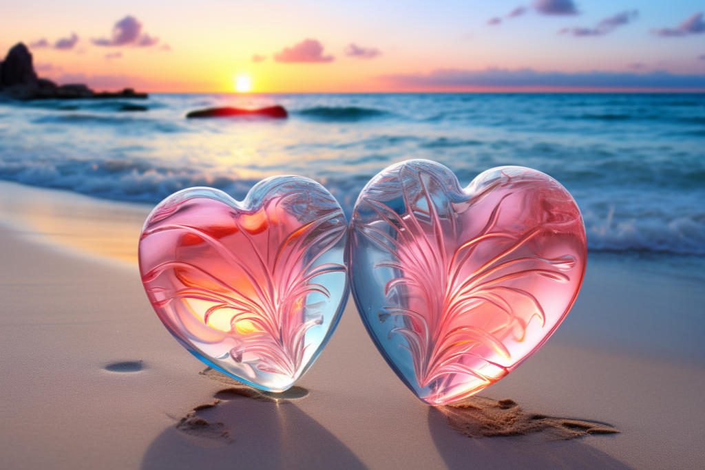 浪漫情人节爱心水晶玻璃摄影图片