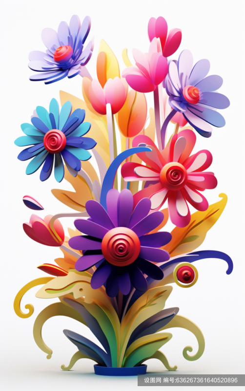 简约立体花朵元素花朵3d花朵素材图jpg下载_编号636267361640520896-设图网