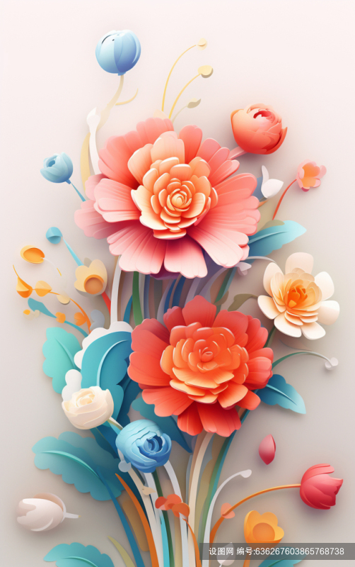 简约立体花朵元素花朵3d花朵素材图jpg下载_编号636267603865768738-设图网