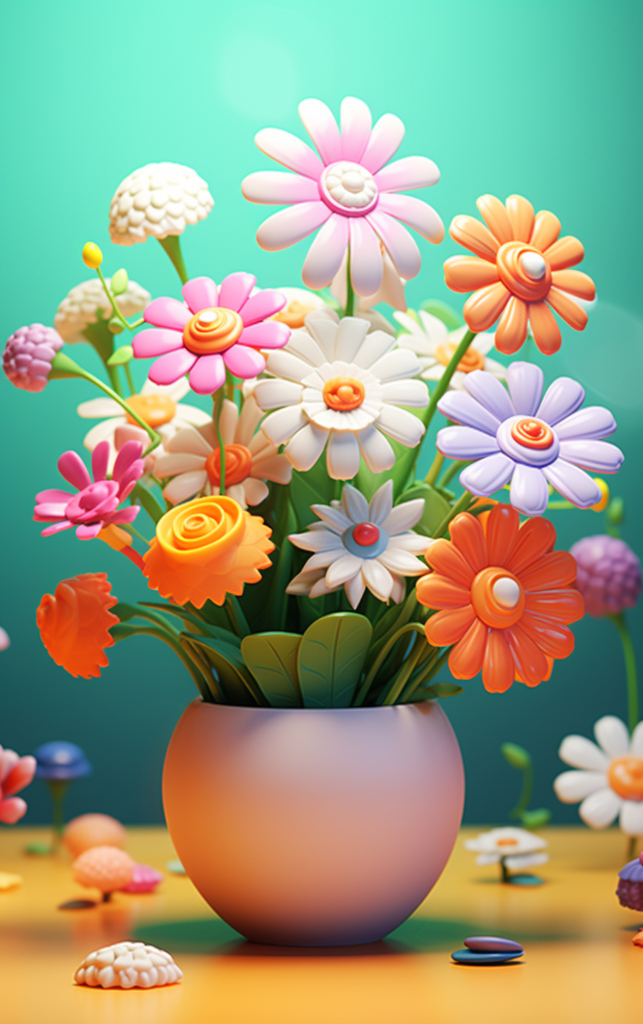 小清新花朵立体花朵素材图AI图
