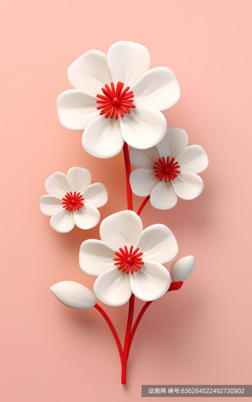 白色花朵3d花朵元素素材图AI图jpg下载_编号636284522492730902-设图网