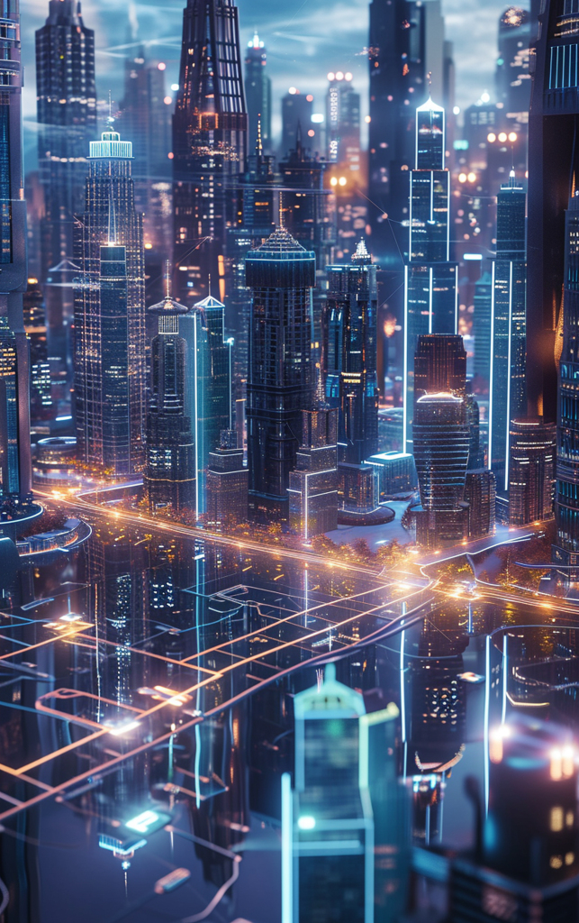科技城市背景光效城市背景