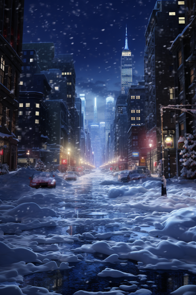 冬雪雪景下的城市摄影图