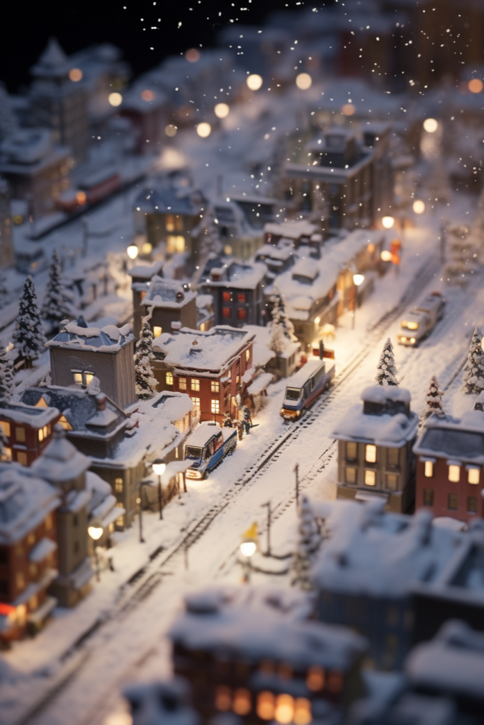城市美景雪景下的城市摄影图