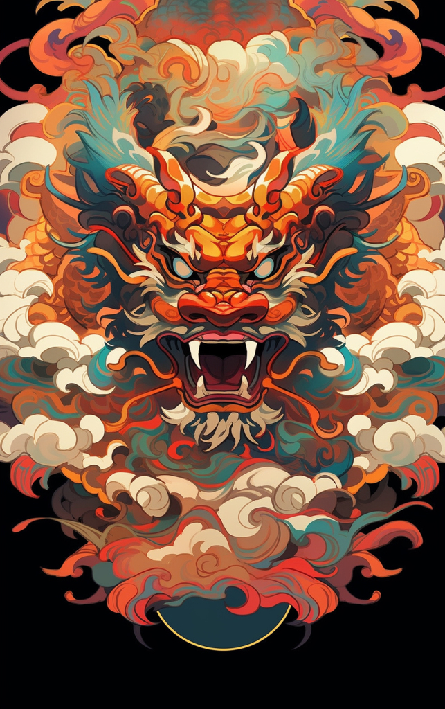 简约龙年插画素材图片背景