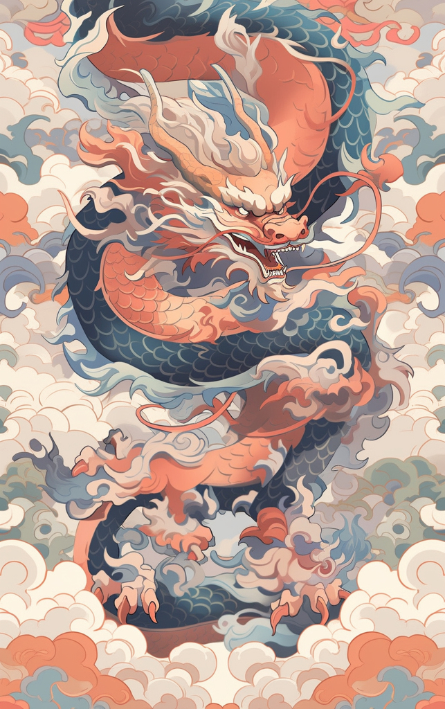 简约龙年插画素材图片背景