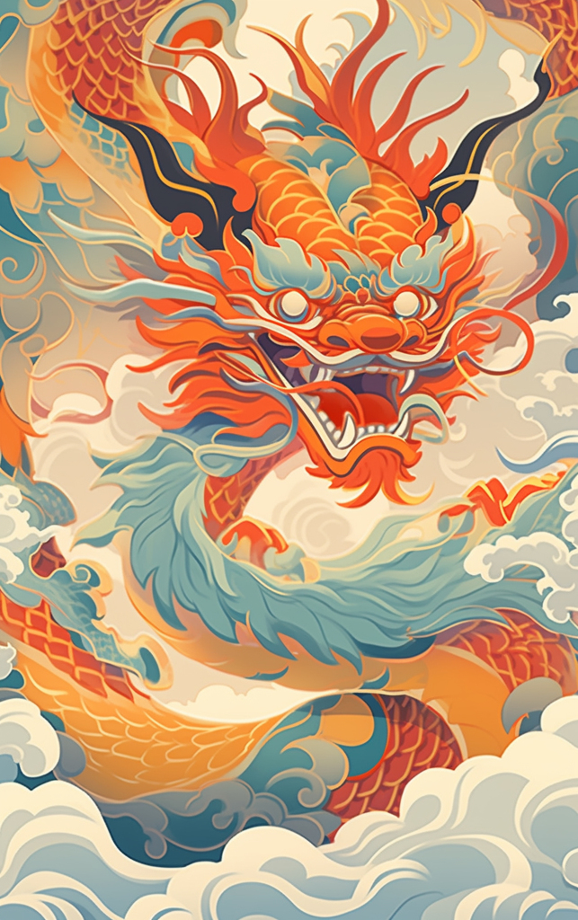 简约龙年插画素材图片背景