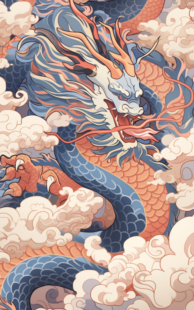 简约龙年插画素材图片背景