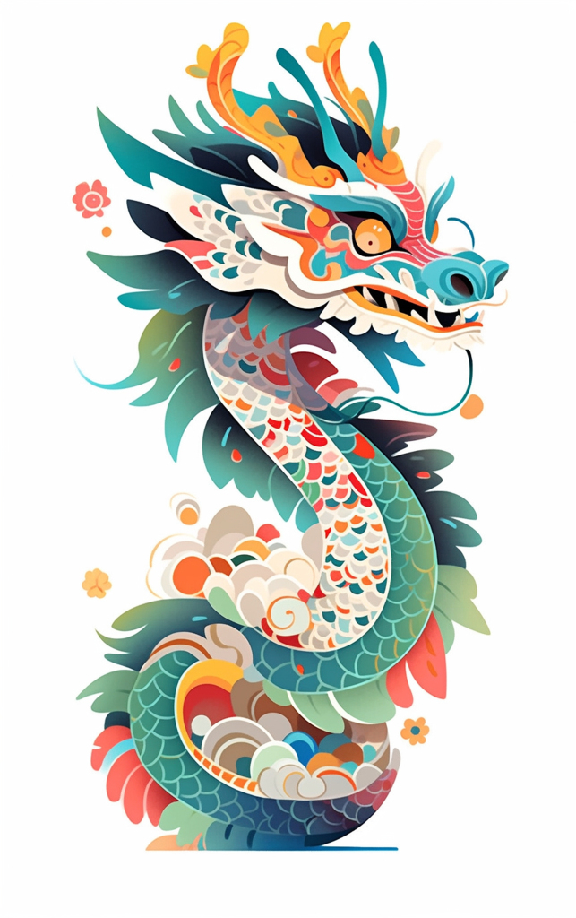 数字艺术图龙插画元素