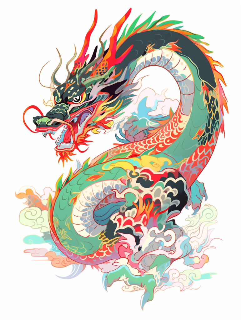 彩色龙年龙元素素材图AI图