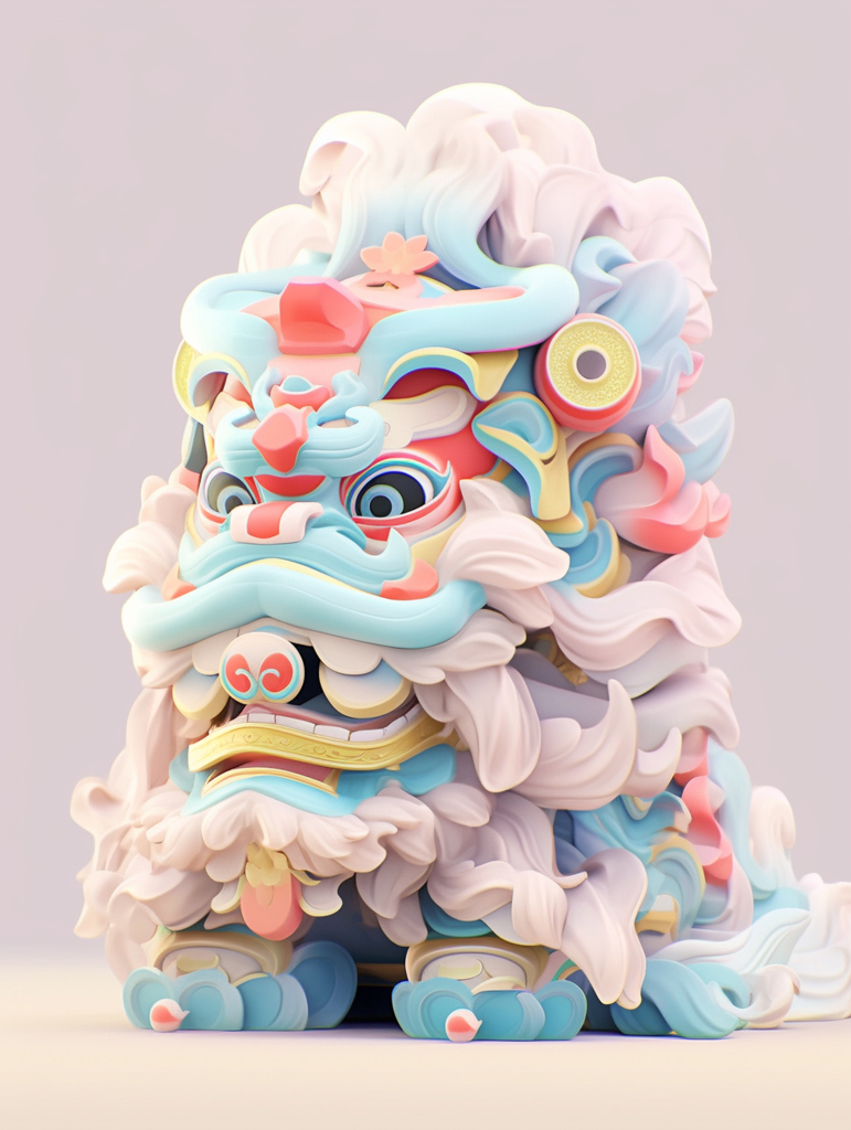立体狮子元素素材图AI图元素数字艺术图