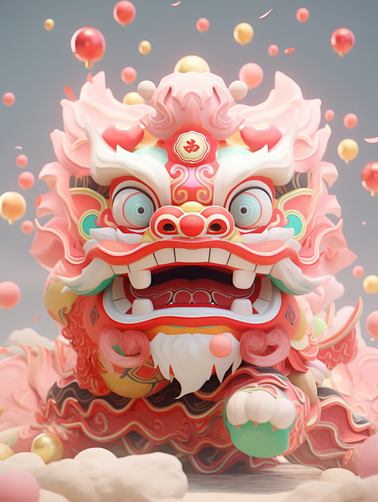 立体狮子元素素材图AI图元素数字艺术图