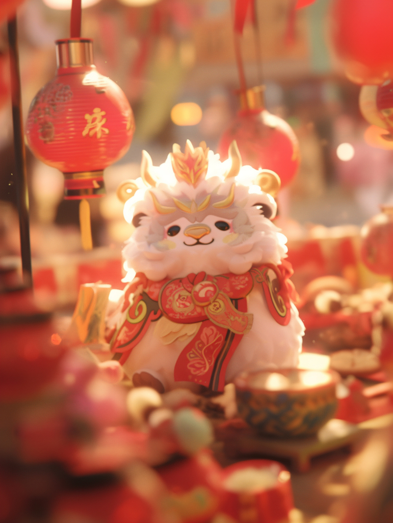 红色新年元素素材图AI图背景