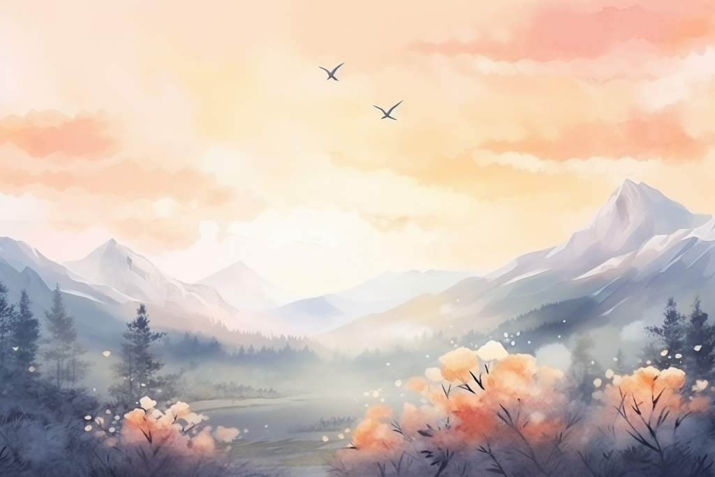 水彩画风淡雅背景插画