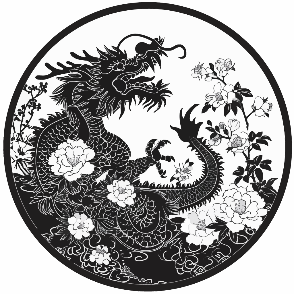 矢量剪影龙简约素材图片
