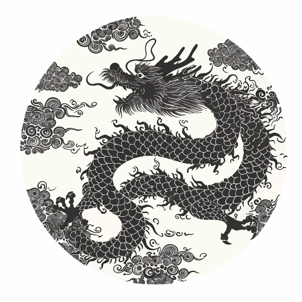 矢量剪影龙简约素材图片