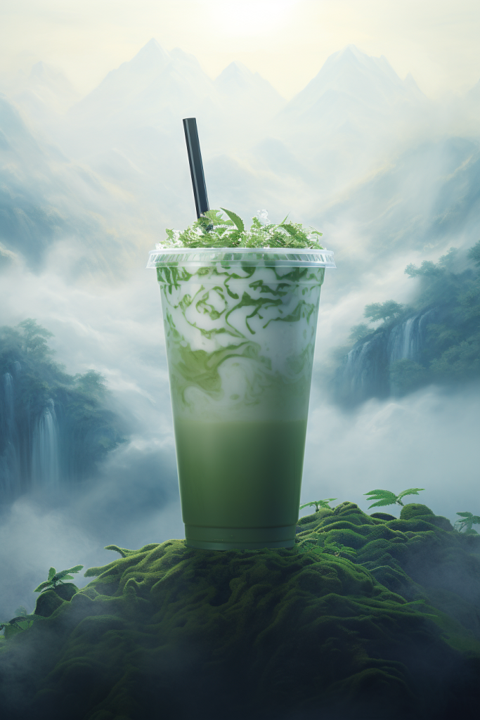 珍珠春天奶茶摄影图
