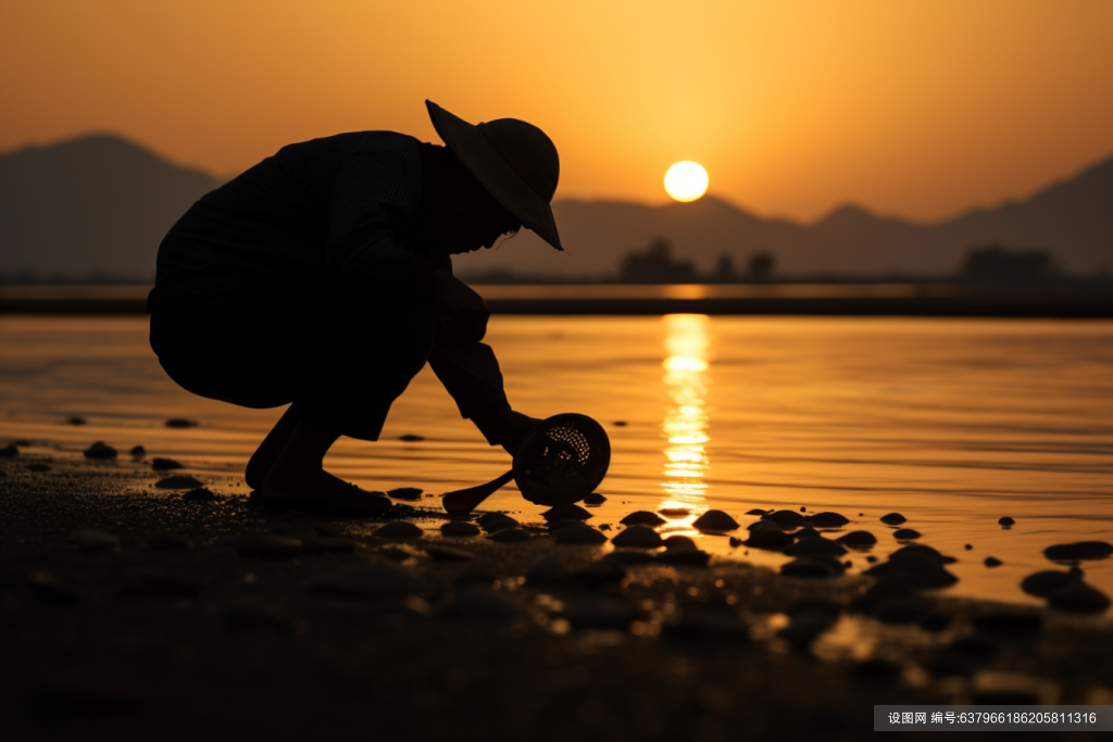 海角赶海人物摄影图