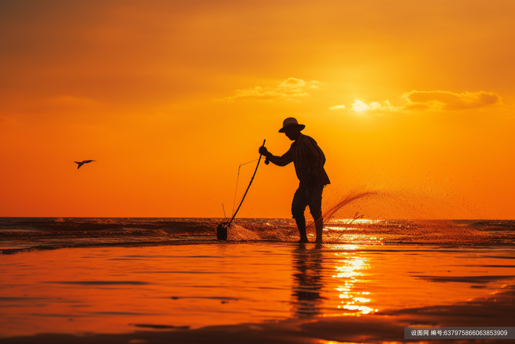 浅滩赶海人物摄影图