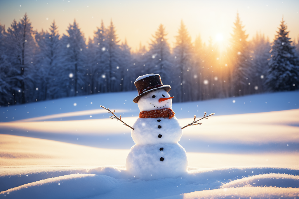 冬天户外冬季雪人摄影图