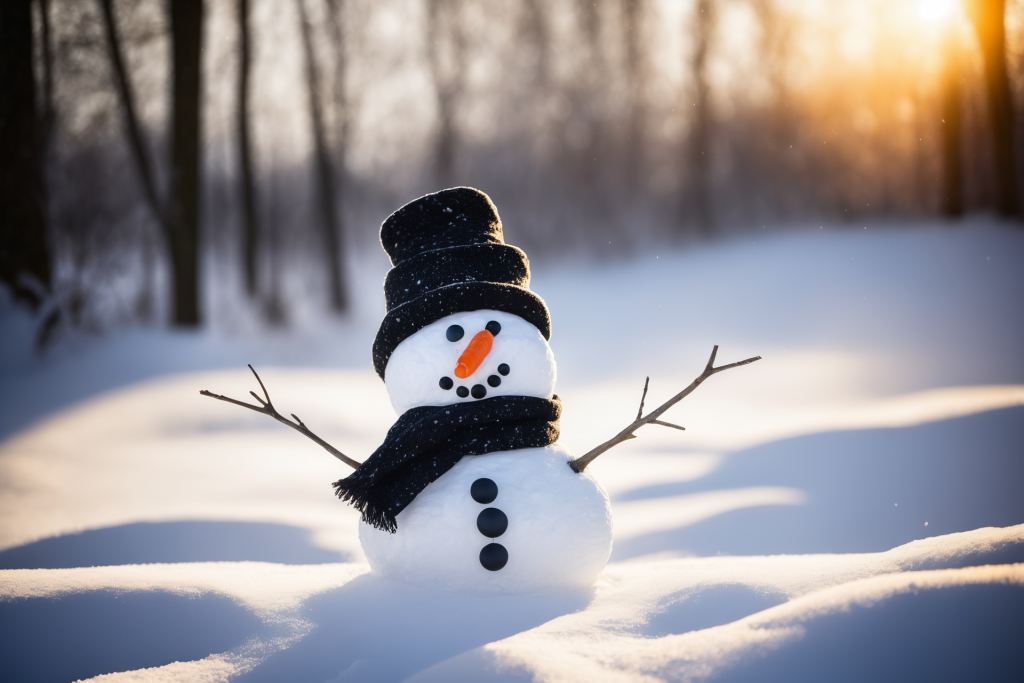 冬天户外冬季雪人摄影图