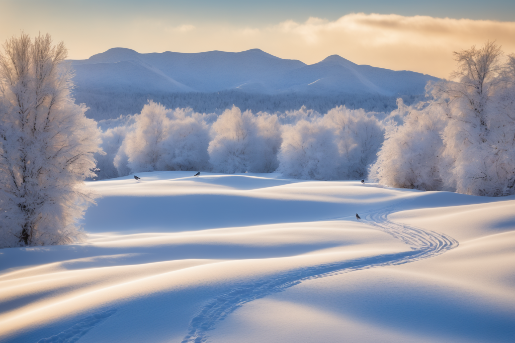 雪季冬季自然风景雪景摄影图