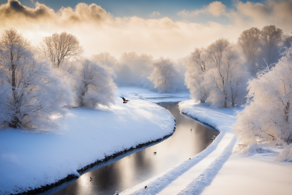 雪季冬季自然风景雪景摄影图