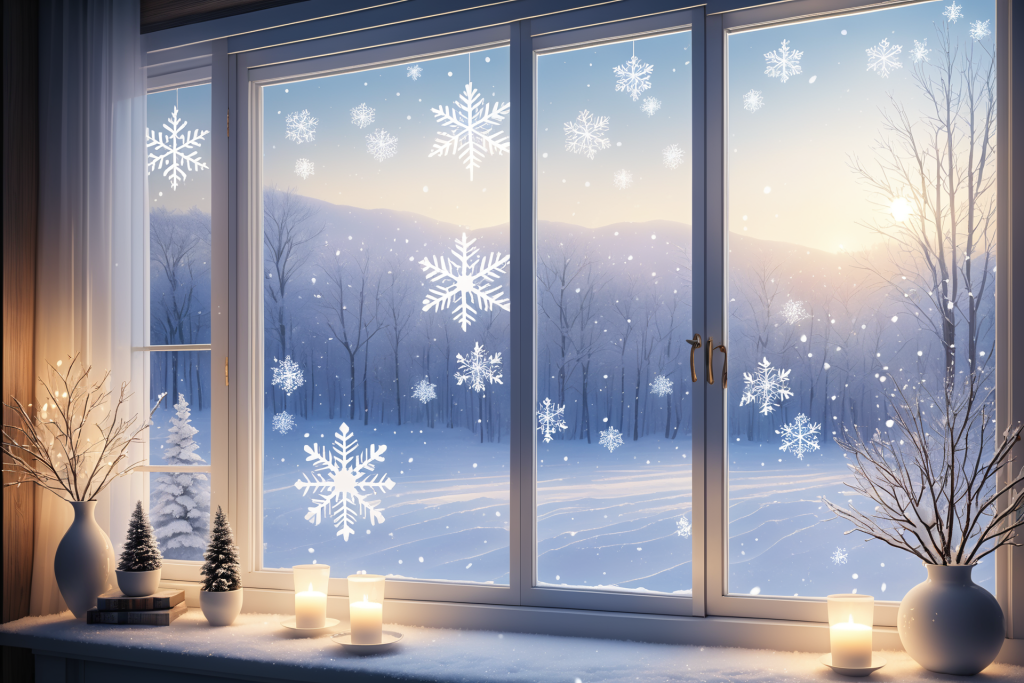 冰晶冬季自然风景雪景摄影图