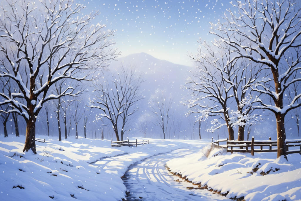 寒冷天气冬天下雪飘雪摄影图