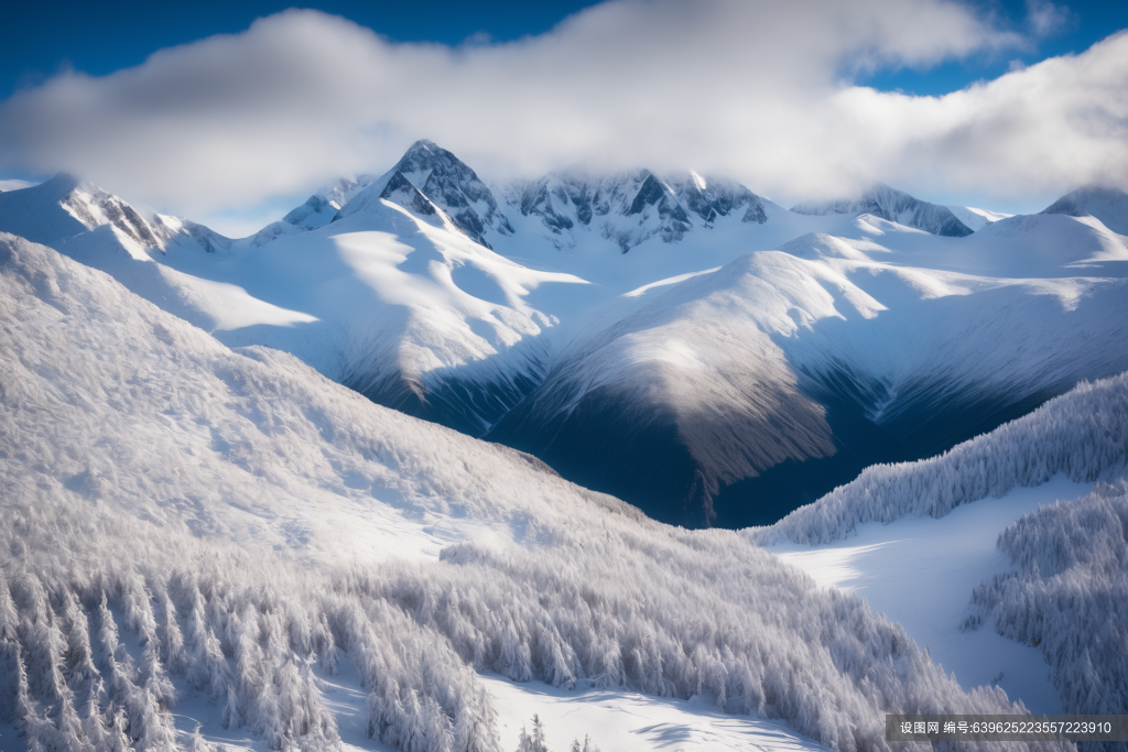 巍峨高原雪山风景摄影图