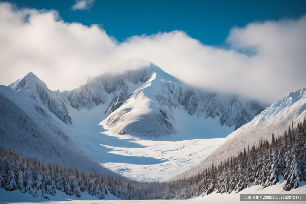 下雪高原雪山风景摄影图