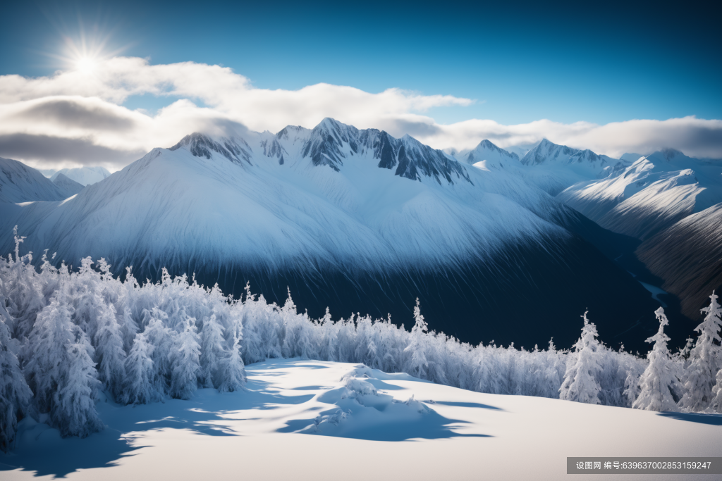 纯洁高原雪山风景摄影图