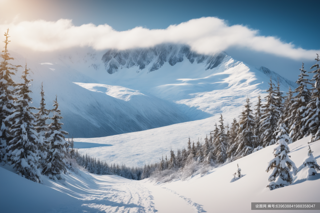 草地高原雪山风景摄影图