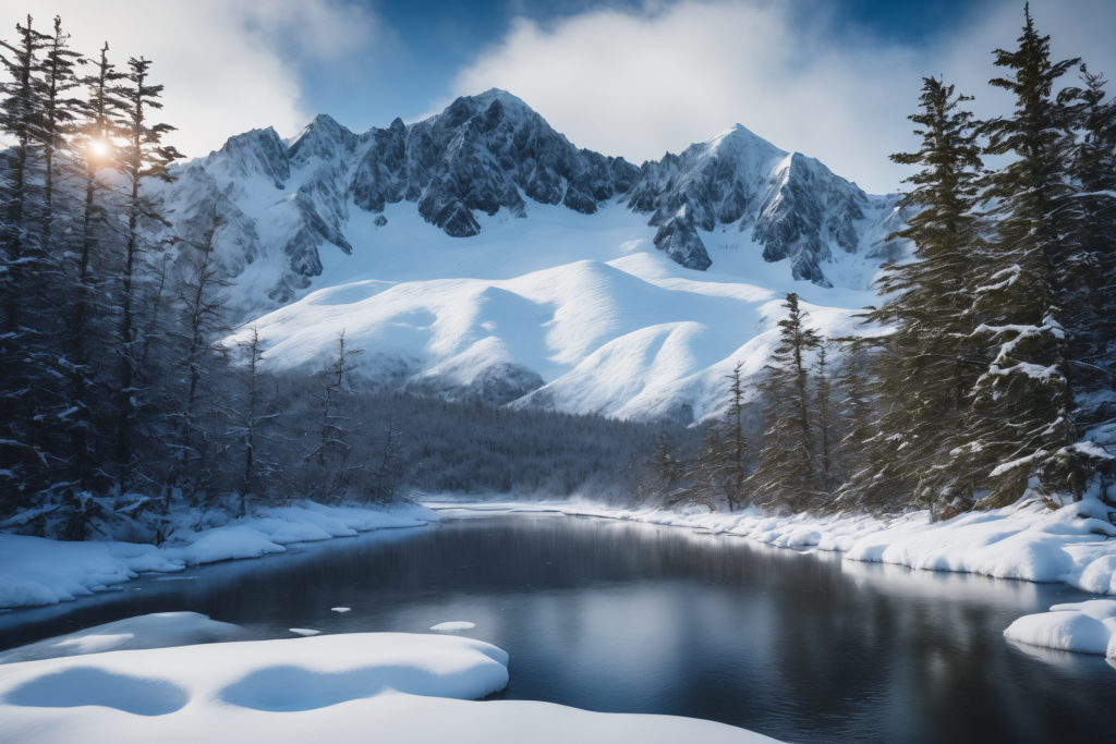 高山高原雪山风景摄影图
