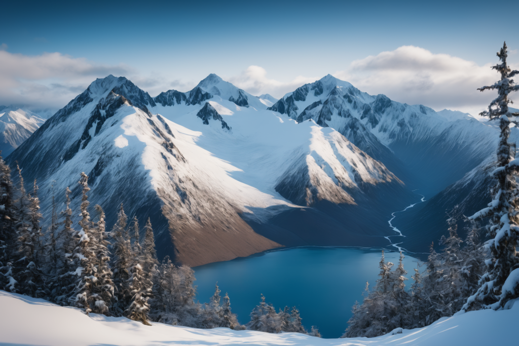 高山高原雪山风景摄影图