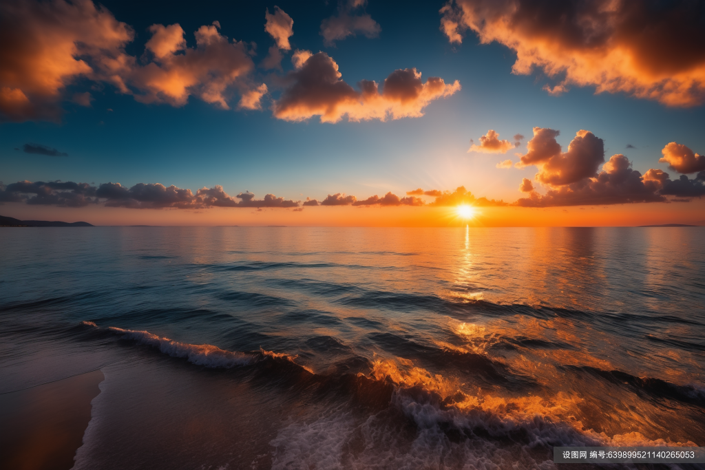 大海美景海边日出摄影图