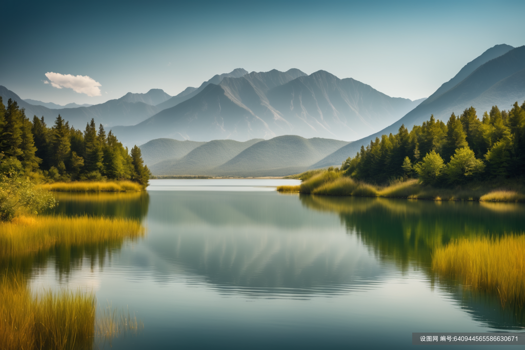 绿色湖水大自然风景图png下载_编号640944565586630671-设图网