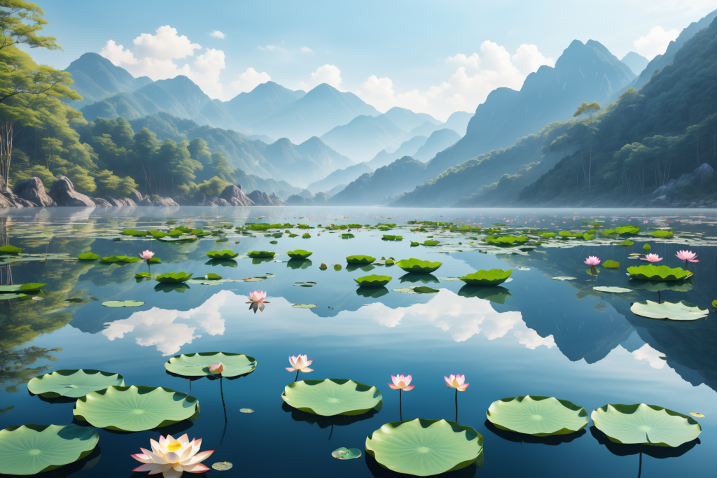 荷花池自然山水摄影图