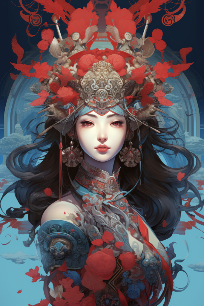 国粹花旦插画形象