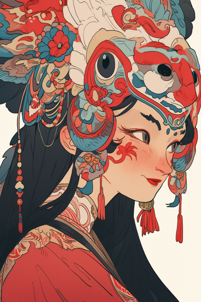 国粹花旦插画形象