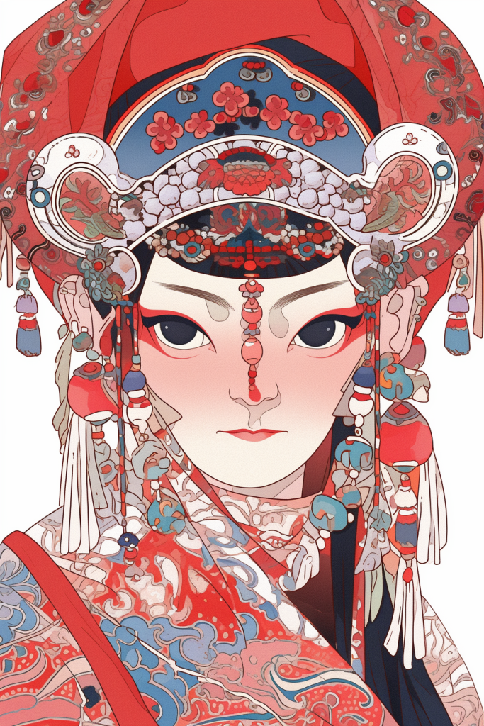京剧花旦人物形象插画png下载_编号648562459409520188-设图网