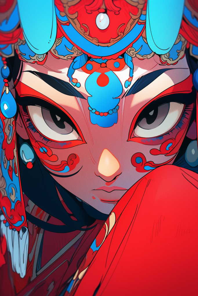 国粹花旦人物形象插画