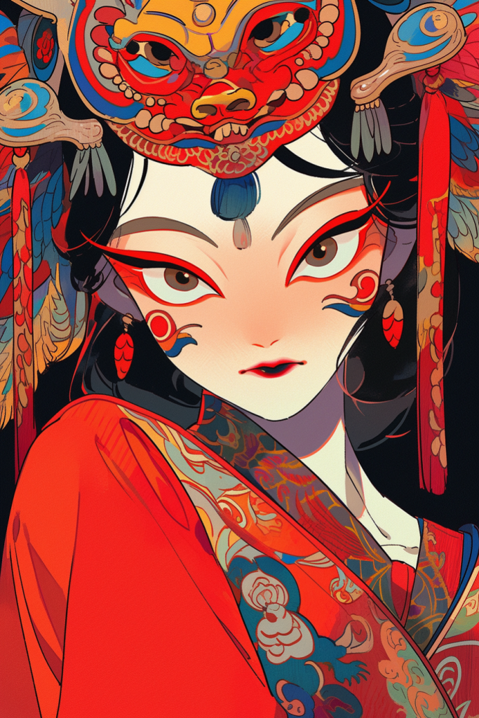 戏曲戏子插画绘画
