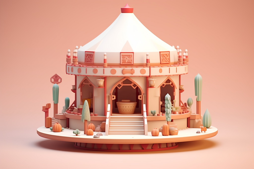 亲子露营3D微缩场景模型
