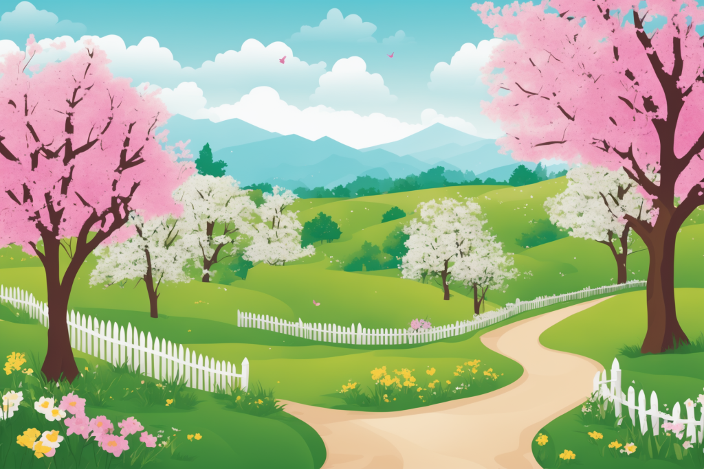 创意画作公园小草插画背景图