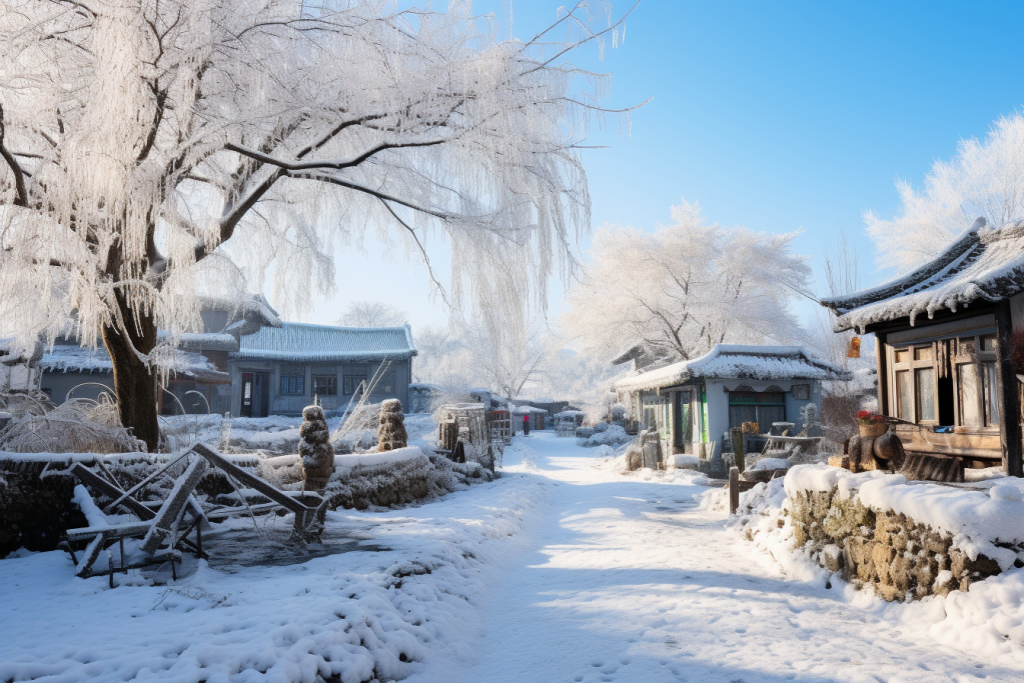 雪乡小镇高清图片摄影图