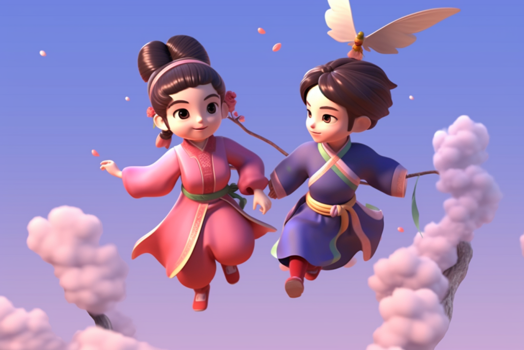 卡通恋爱情侣插画人物