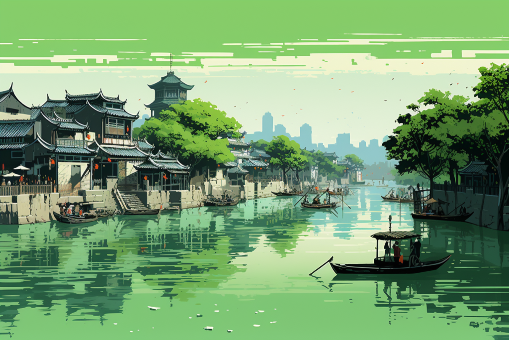水墨风景插画绘画