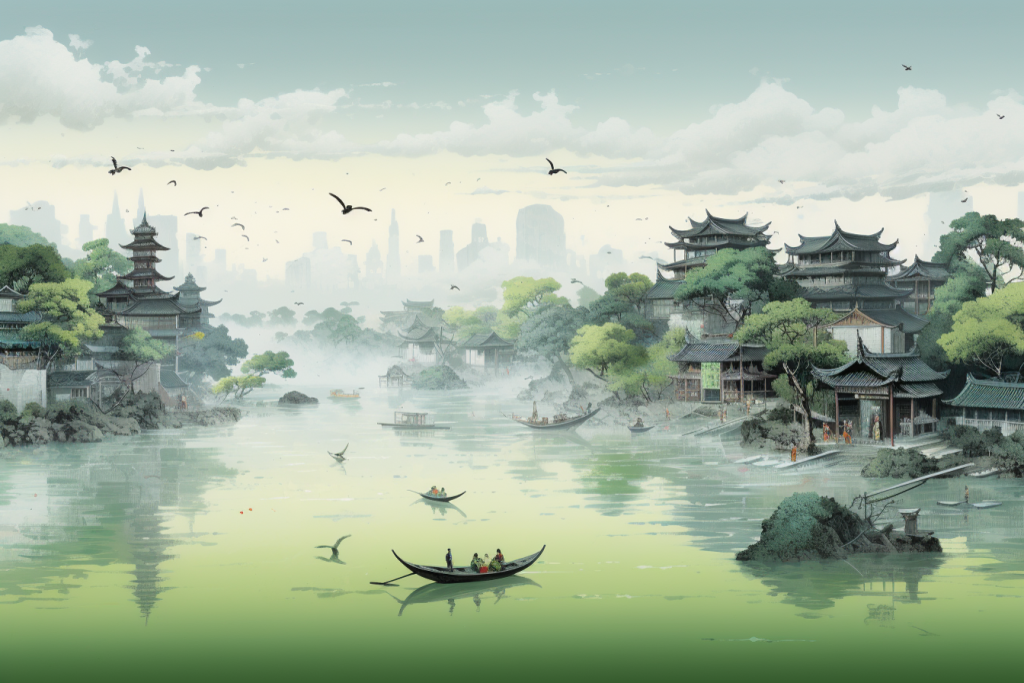 水墨江南插画绘画
