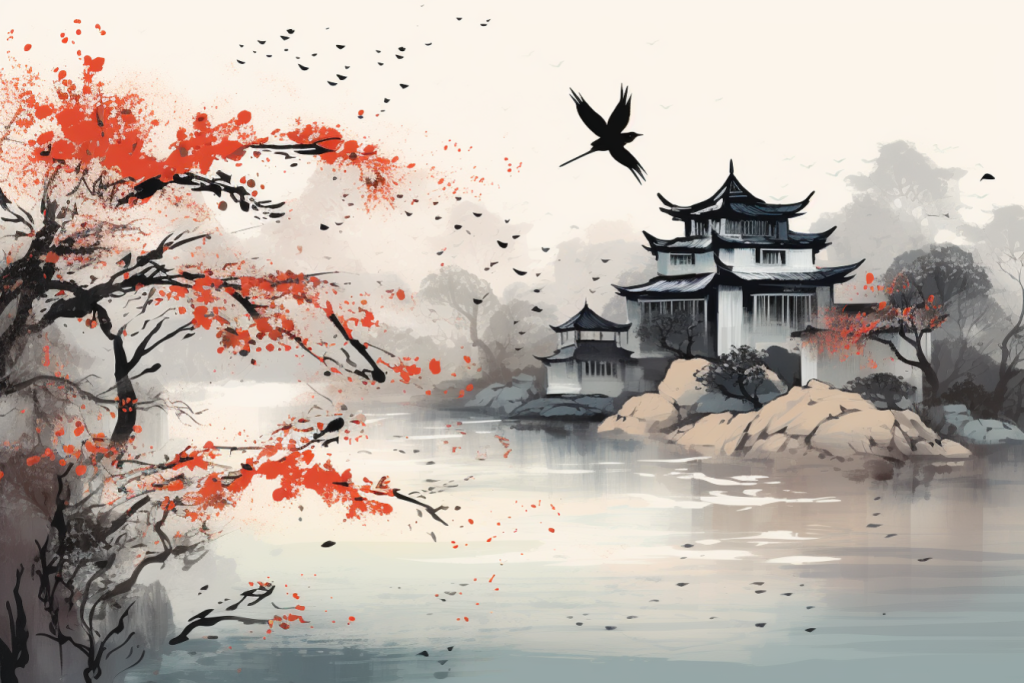 水墨风景插画绘画图片